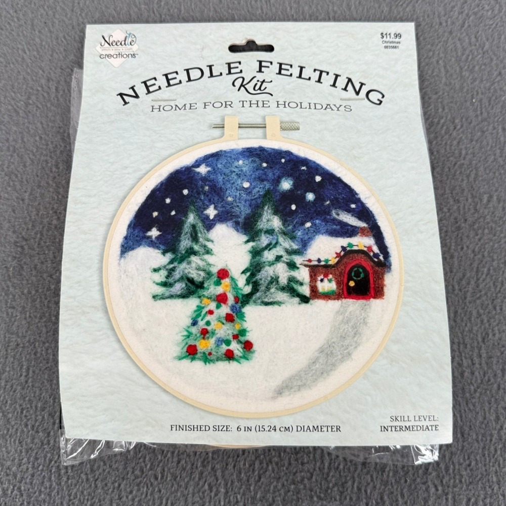 Needle Creations Home for the Holidays Needle Felting Kit 6in Hoop Christmas DIY
